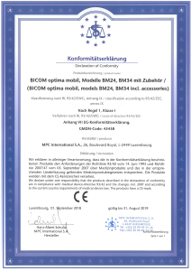 Přístroj BICOM optima je certifikován pro zdravotnické použití a je registrován jako zdravotnický prostředek třídy I.  - BICOM LTM