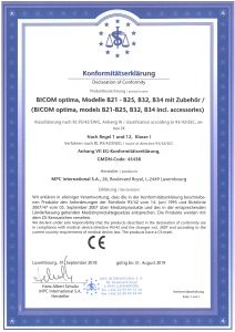 Přístroj BICOM optima je certifikován pro zdravotnické použití a je registrován jako zdravotnický prostředek třídy I.  - BICOM LTM
